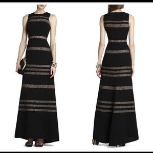 BCBGMaxazira Katiana Long Lace Inset Gown